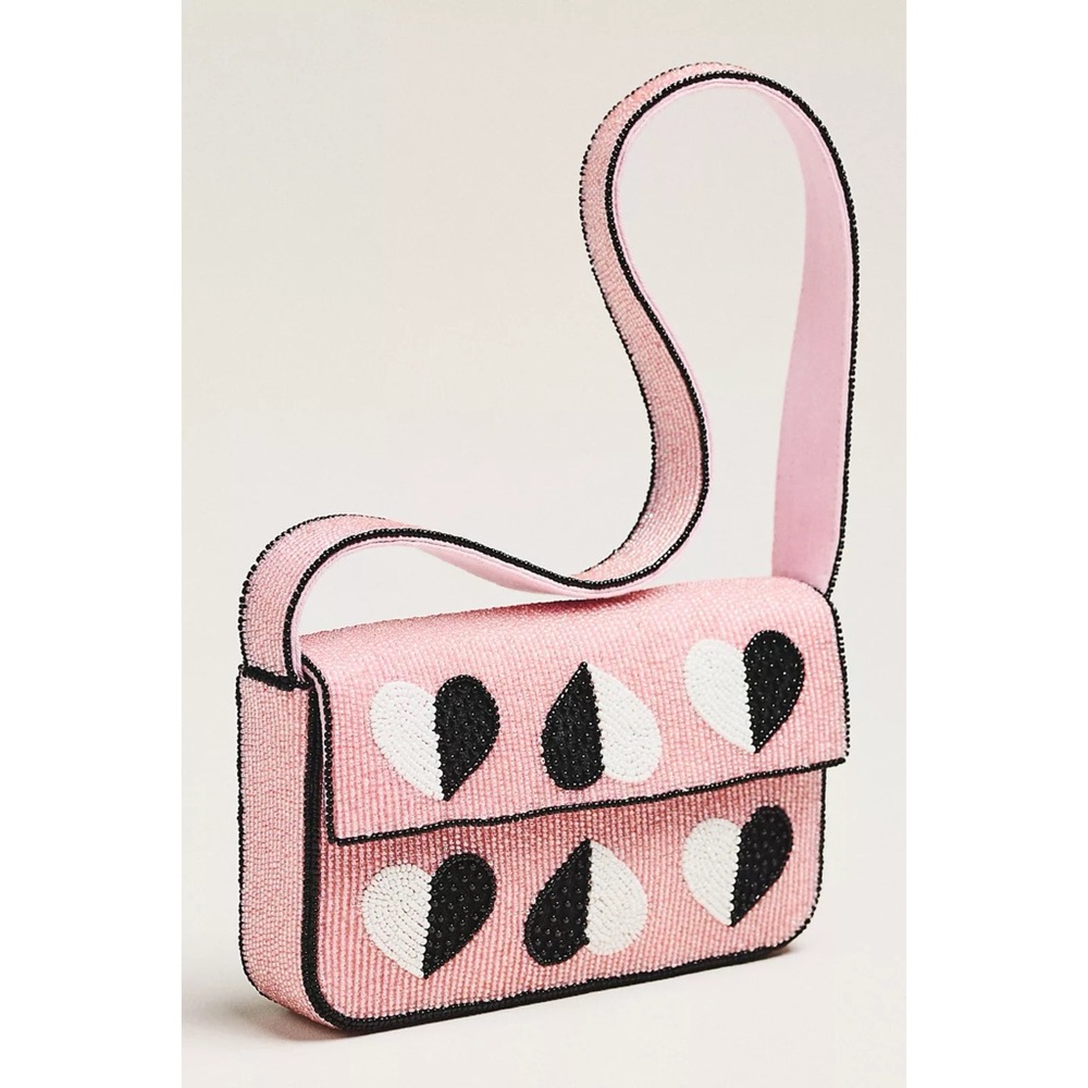 ANTHROPOLOGIE The Fiona Beaded Shoulder Bag: Icon Edition w/ Heart Design NWT